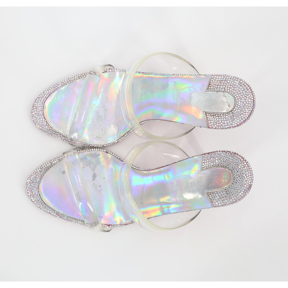 Christian Louboutin Just Strass 85 Crystal Embellished PVC Iridescent Heel Sz 36 - Picture 6 of 9
